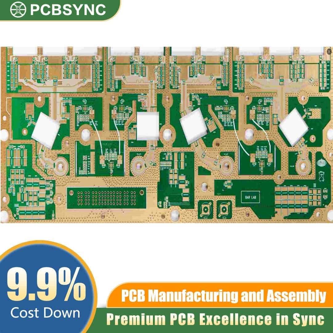 RT duroid 6002 0.8mm 1oz 50u Gold Plating 4-Layer Military Radar PCB